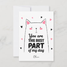 Niedliche rosa Katze | Happy Valentine's Day Card
