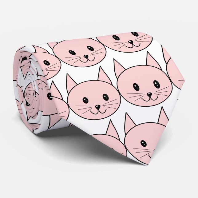 Niedliche rosa Katze Krawatte (Gerollt)
