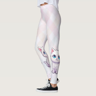 Niedliche rosa Katze Leggings