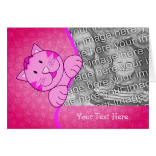 Niedliche rosa Katze Personalisierte Fotokarte
