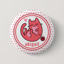 Niedliche rosa Katze | Personalisierte Kinder Button
