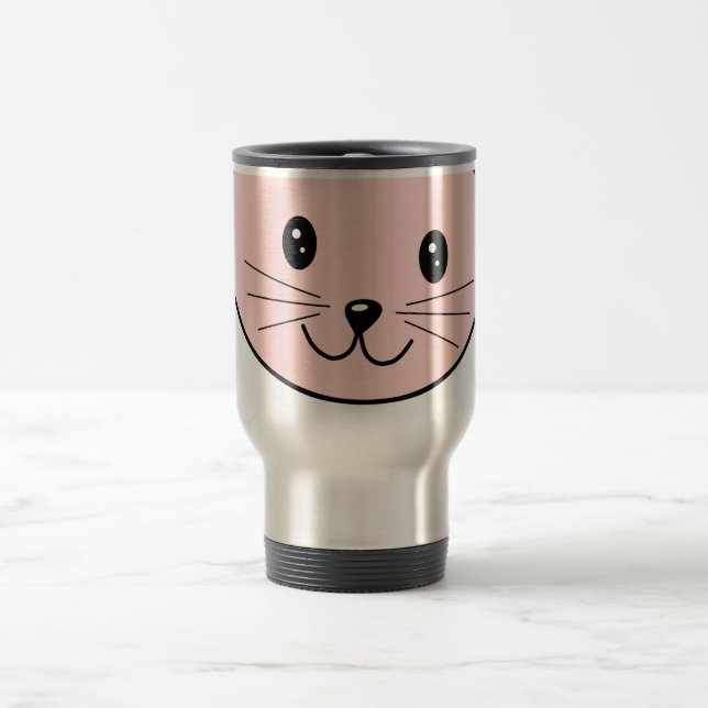Niedliche rosa Katze Reisebecher (Mittel)