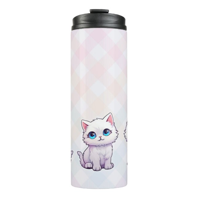 Niedliche rosa Katze Thermosbecher (Vorderseite)