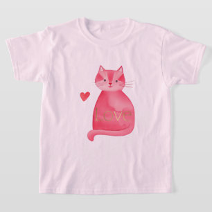 Niedliche Rosa Katzenherz Gold Liebe T-Shirt