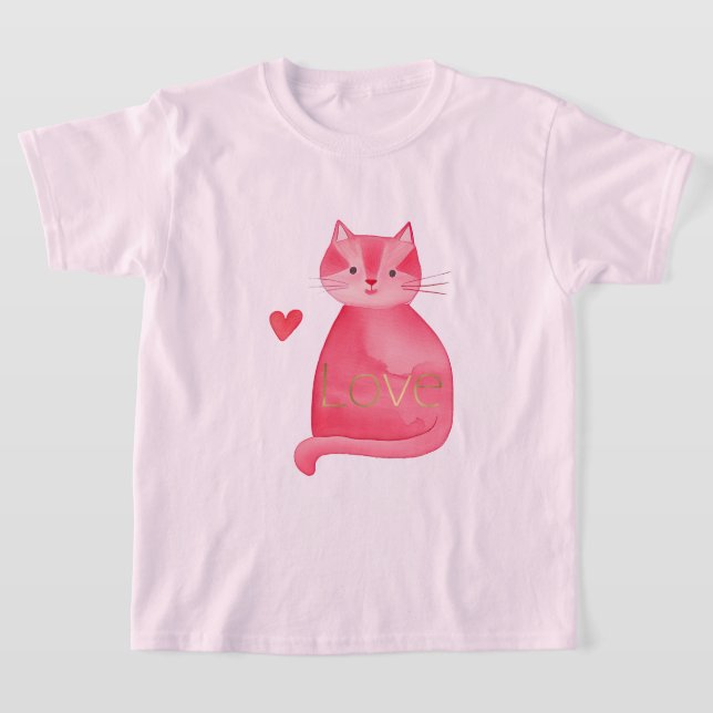 Niedliche Rosa Katzenherz Gold Liebe T-Shirt (Ablage )
