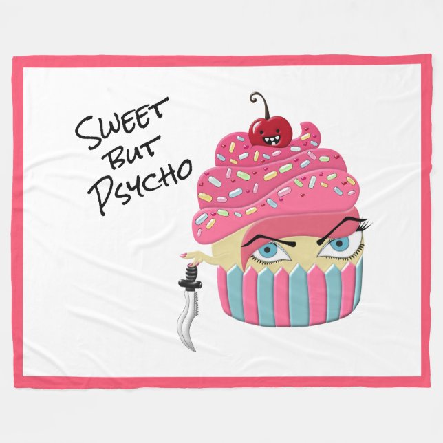 Niedliche Rosa Kawaii Killer Cupcake Halloween Dek Fleecedecke (Vorderseite (Horizontal))