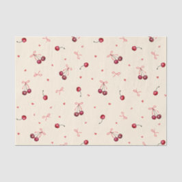 Niedliche Rosa Kirschen Hörnchen auf Creme Seidenpapier