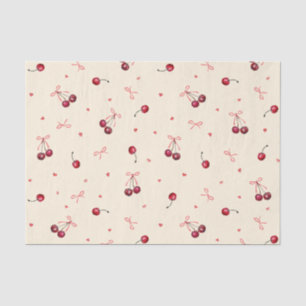 Niedliche Rosa Kirschen Hörnchen auf Creme Seidenpapier