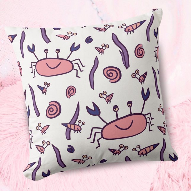 Niedliche Rosa Krebse Muschel Sea Animal Girl Kissen (Von Creator hochgeladen)