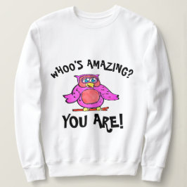 Niedliche rosa lächelnde Cartoon-Eule Sweatshirt