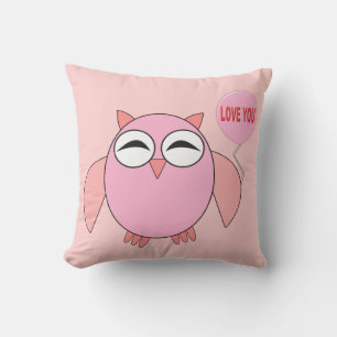 Niedliche rosa Liebe Du Owl Outdoor Kissen