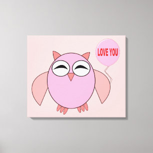 Niedliche rosa Liebe Sie Owl Canvas drucken Leinwanddruck
