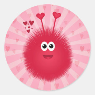 Niedliche rosa Liebe-Wanze Runder Aufkleber