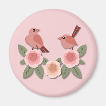 Niedliche Rosa Liebesvögel und blühende Rose