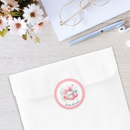Niedliche rosa Macarons und Herz Personalisiert Runder Aufkleber