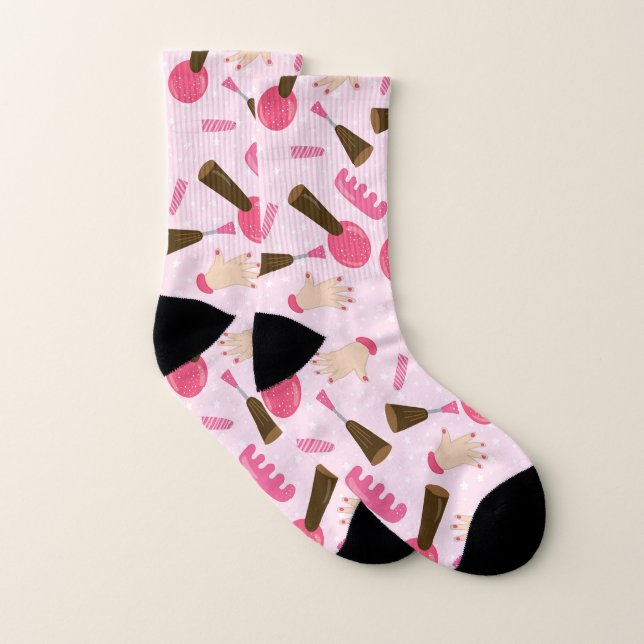 Niedliche rosa Maniküre Socken (Paar)