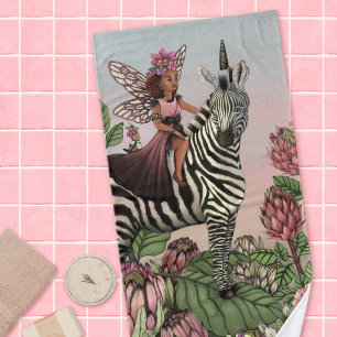 Niedliche Rosa Märchen auf Zebra Einhorn Kunst, Di Badehandtuch