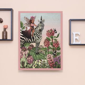 Niedliche Rosa Märchen auf Zebra Einhorn Kunst, Di Leinwanddruck