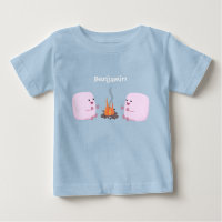Niedliche rosa Marshmallows im Cartoon des Lagerfe