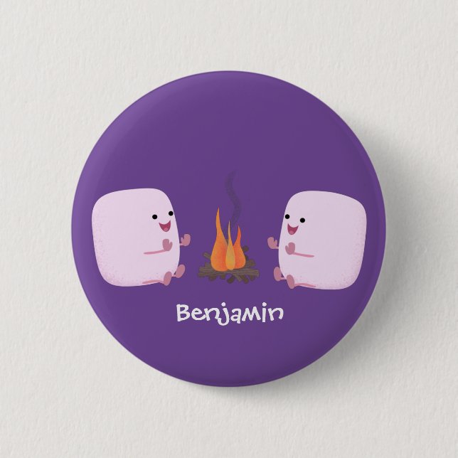 Niedliche rosa Marshmallows im Cartoon des Lagerfe Button (Vorderseite)