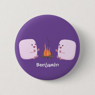 Niedliche rosa Marshmallows im Cartoon des Lagerfe Button