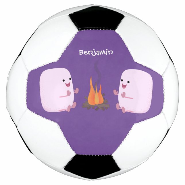 Niedliche rosa Marshmallows im Cartoon des Lagerfe Fußball (Vorderseite)