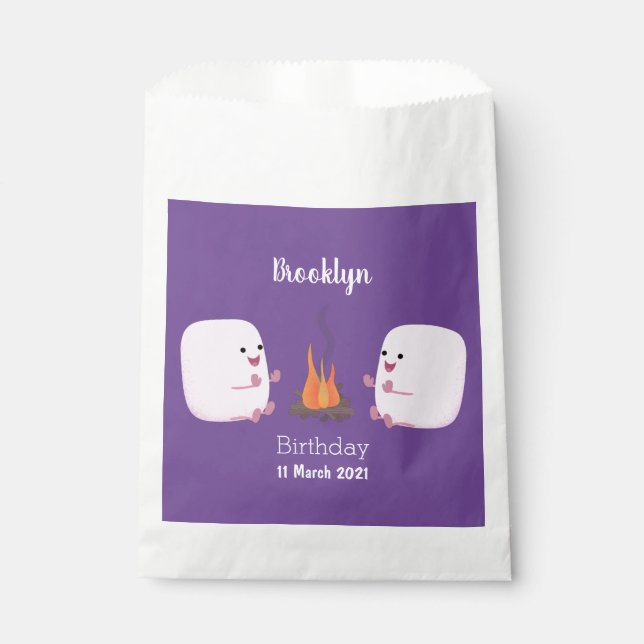 Niedliche rosa Marshmallows im Cartoon des Lagerfe Geschenktütchen (Vorderseite)