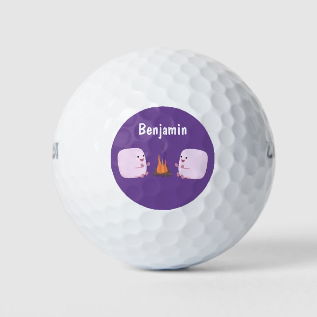 Niedliche rosa Marshmallows im Cartoon des Lagerfe Golfball (Vorderseite)