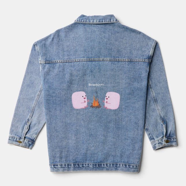 Niedliche rosa Marshmallows im Cartoon des Lagerfe Jeansjacke (Rückseite)