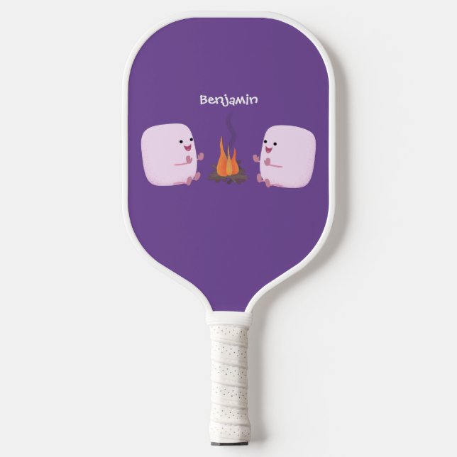 Niedliche rosa Marshmallows im Cartoon des Lagerfe Pickleball Schläger (Vorderseite)