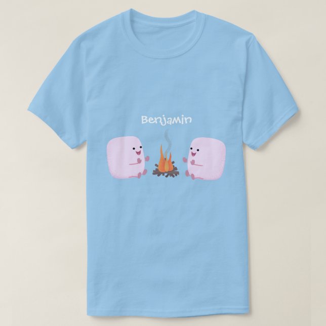 Niedliche rosa Marshmallows im Cartoon des Lagerfe T-Shirt (Design vorne)