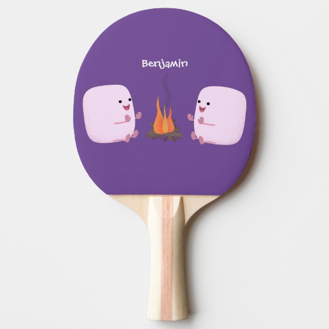 Niedliche rosa Marshmallows im Cartoon des Lagerfe Tischtennis Schläger (Vorderseite)