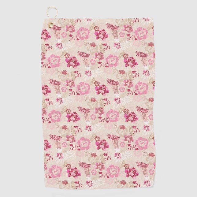 Niedliche rosa moderne Blume Muster High Top Turns Golfhandtuch (Vorderseite)