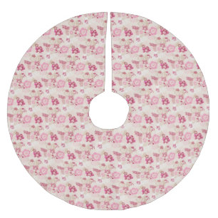 Niedliche rosa moderne Blume Muster High Top Turns Polyester Weihnachtsbaumdecke