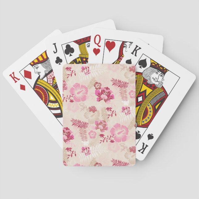 Niedliche rosa moderne Blume Muster High Top Turns Spielkarten (Rückseite)