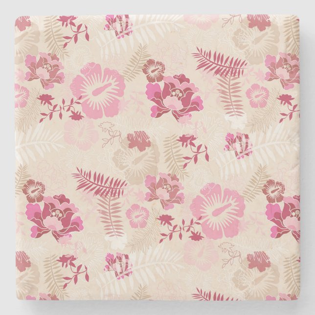Niedliche rosa moderne Blume Muster High Top Turns Steinuntersetzer (Vorderseite)