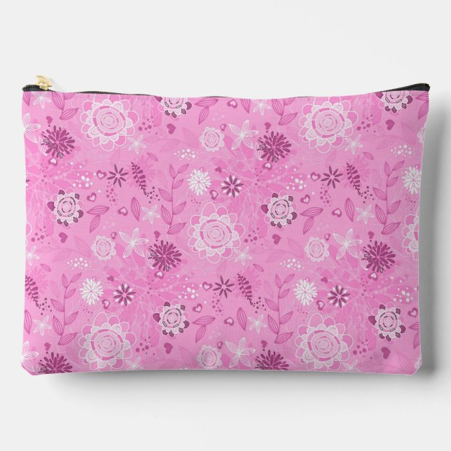 Niedliche rosa moderne Blume Zubehörtasche (Vorderseite)