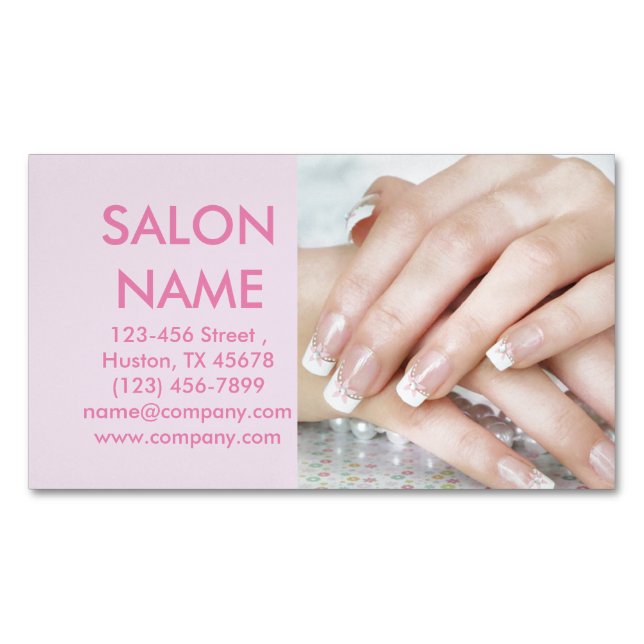 niedliche rosa Nägel Mode Schönheitssalon WELLNESS Magnetische Visitenkarte (Vorderseite)