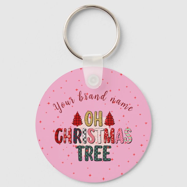 Niedliche rosa OH Weihnachtsbaum Bulge Geschenk Schlüsselanhänger (Vorderseite)