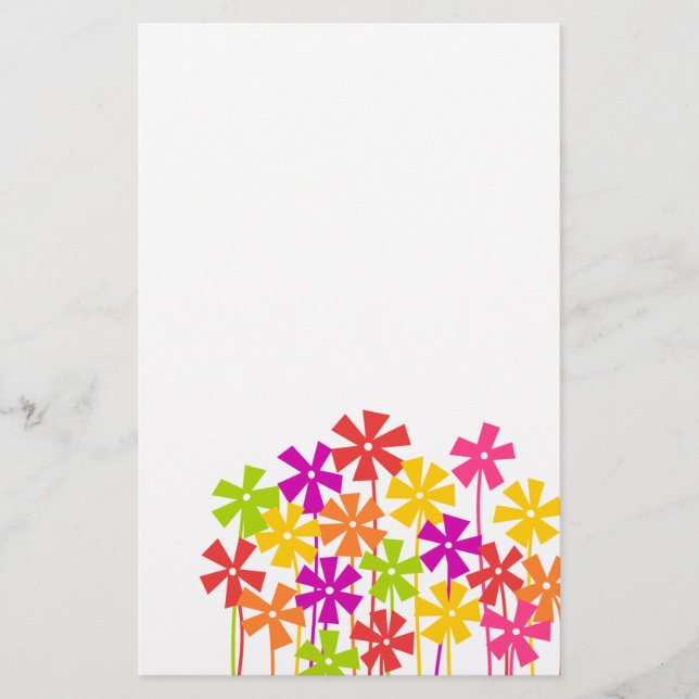Niedliche, rosa orangefarbene Blume zeichnend Briefpapier (Vorderseite)