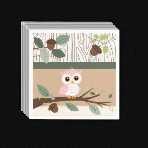 Niedliche Rosa Owl Woodland Forest Baby Dusche Serviette