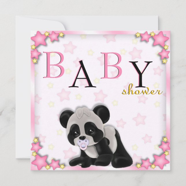 Niedliche rosa Panda-Bärn-Baby-Dusche laden ein Einladung (Vorderseite)