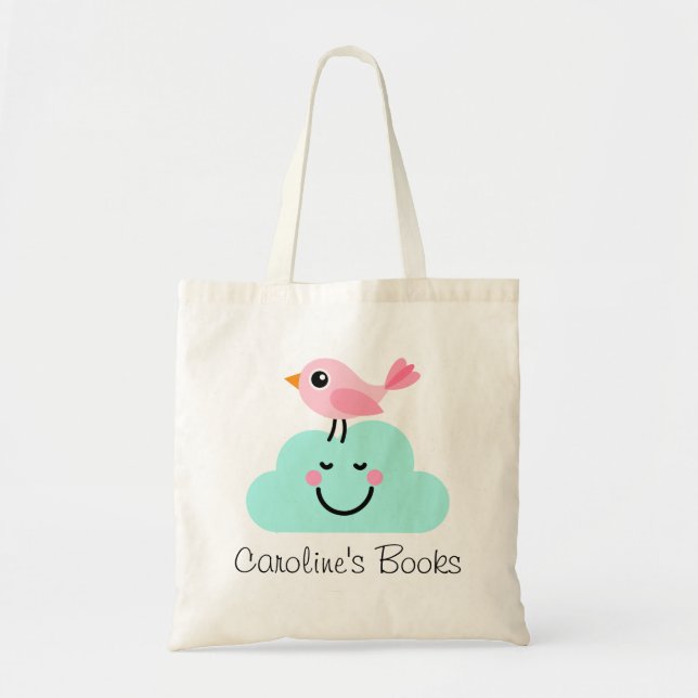 Niedliche rosa personalisierte Bibliothek des Tragetasche (Vorne)