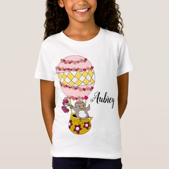 Niedliche Rosa Personalisierte Girly Floral Illust T-Shirt (Vorderseite)