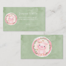 Niedliche Rosa Pig Grüne Wreath Diaper Raffle
