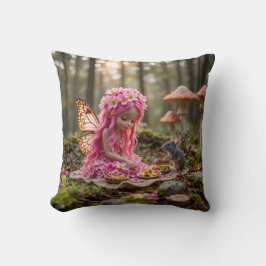 Niedliche rosa Pixel und Maus-Picnic Kissen