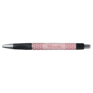 Niedliche rosa Polka-Punkte mit Monogramm und Kugelschreiber