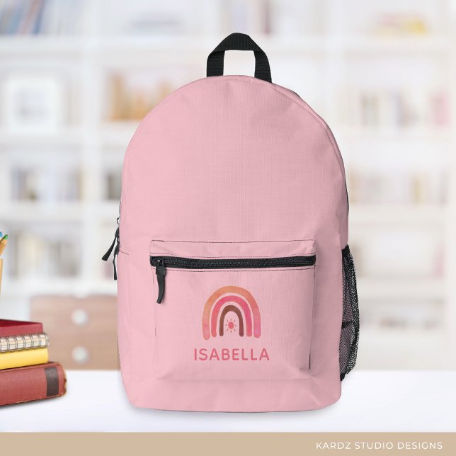 Niedliche Rosa Rainbow Personalisiert Girl School Bedruckter Rucksack (Von Creator hochgeladen)