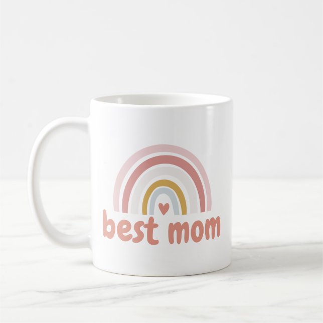 Niedliche Rosa Regenbogen Beste Mama oder Ihre Tex Kaffeetasse (Links)