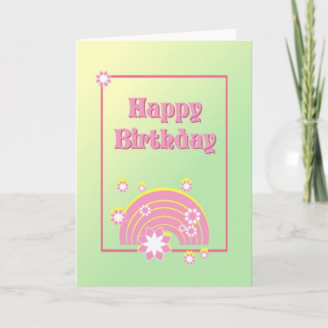 Niedliche Rosa Regenbogen-Karte "Happy Birthday" Karte (Vorderseite)